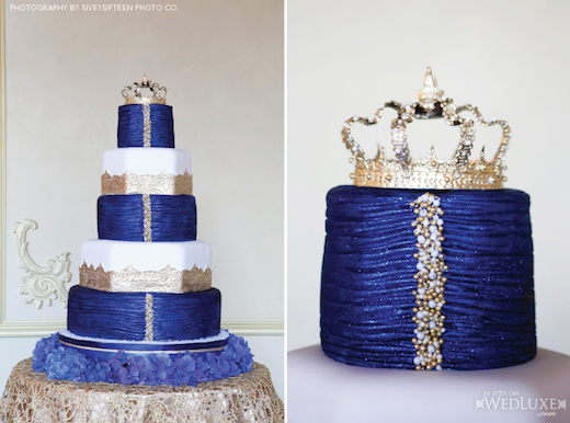 Royal Wedding Cake Gold and Sapphire Blue