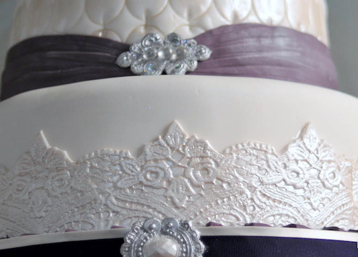 Royal Wedding Cake purple sash beads jewels