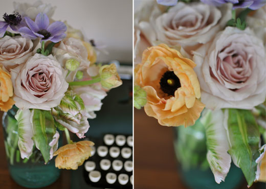 pastel ranunculus, anenomes and amnesia roses