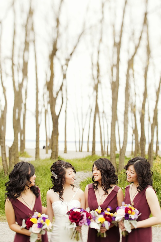 bride and bridesmaids at Golden Gardens