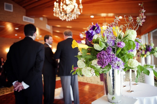 purple and yellow tall centerpiece