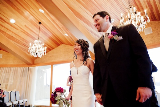 bride and groom at Edgwater hotel, Seattle