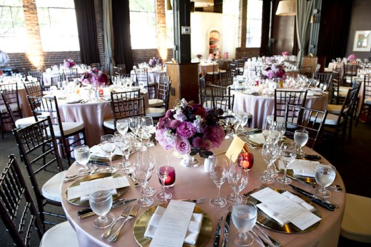 pink and brown centerpieces