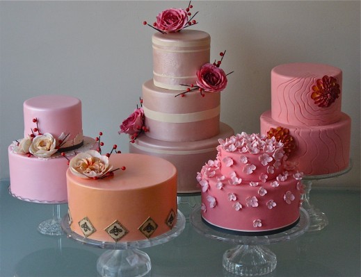 pink and rose gold wedding cakes