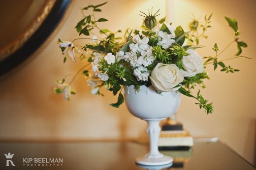 milk glass centerpiece