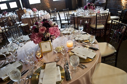 pink and plum wedding centerpieces