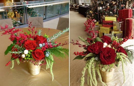 red and green christmas centerpieces