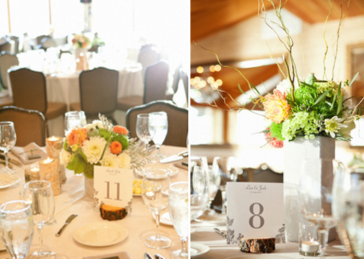 green and orange centerpieces