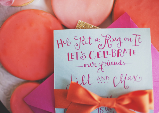 pink calligraphy invitation design sponge