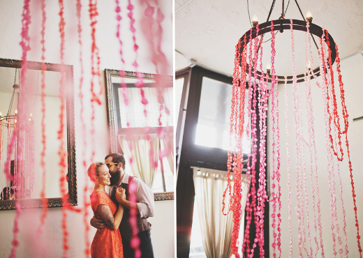 twisted crepe paper garland chandelier design sponge