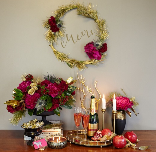 finch.thistle.pink.gold.glam.holiday.tabletop.wedding chicks design sponge