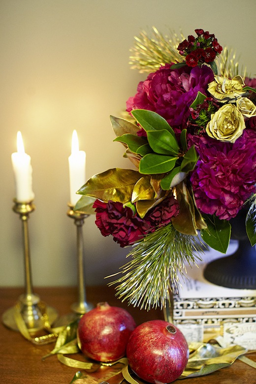 pink peony centerpiece gold wedding